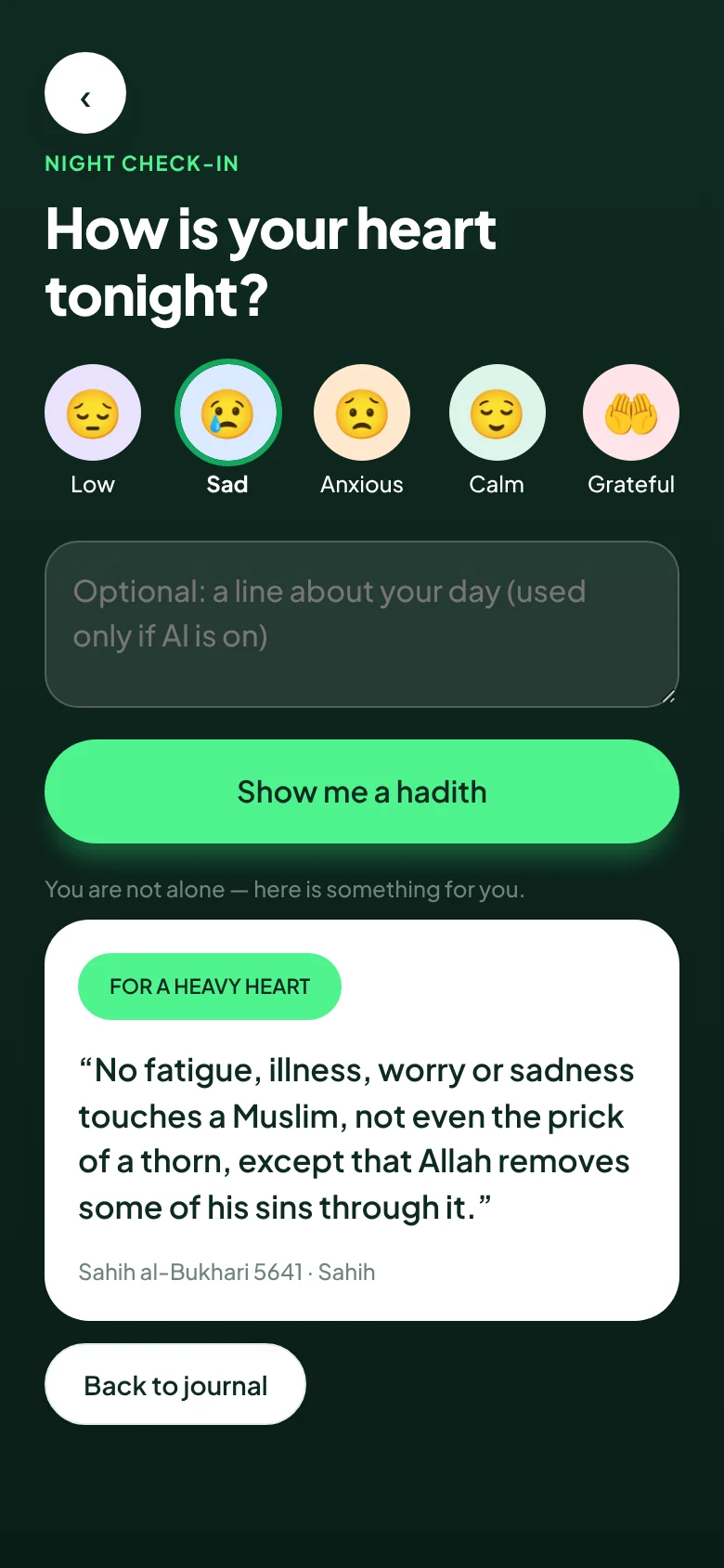 Mood check-in with a hadith